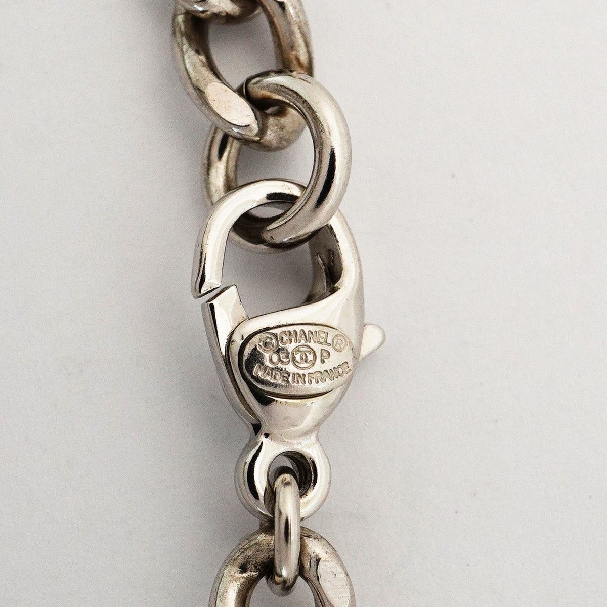 Chanel Necklace CC Logo Perforated Metal Silver — view 5