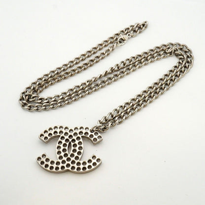 Chanel Necklace CC Logo Perforated Metal Silver — view 3