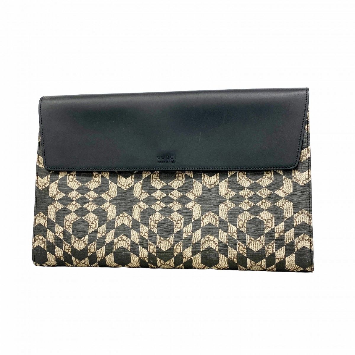 Gucci Clutch GG Supreme Carre Star Beige Black Silver