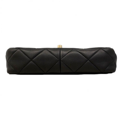 Chanel Shoulder Bag Quilted Leather Black Gold — view 3