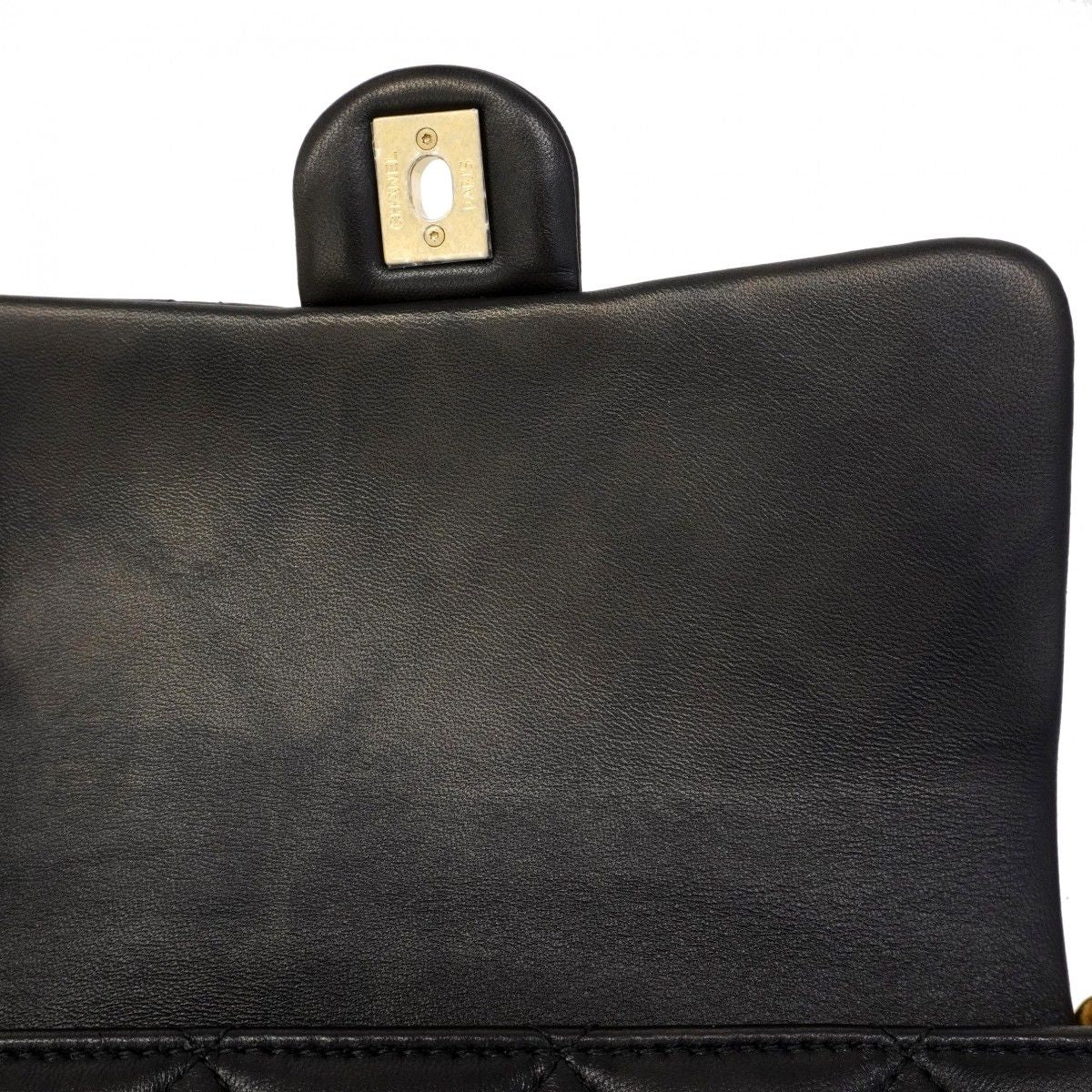 Chanel Shoulder Bag Quilted Leather Black Gold — view 7