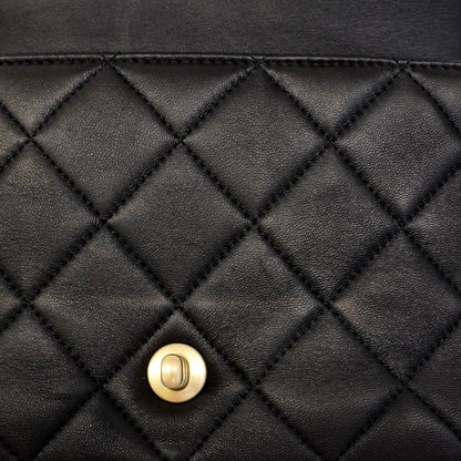Chanel Shoulder Bag Quilted Leather Black Gold — view 6