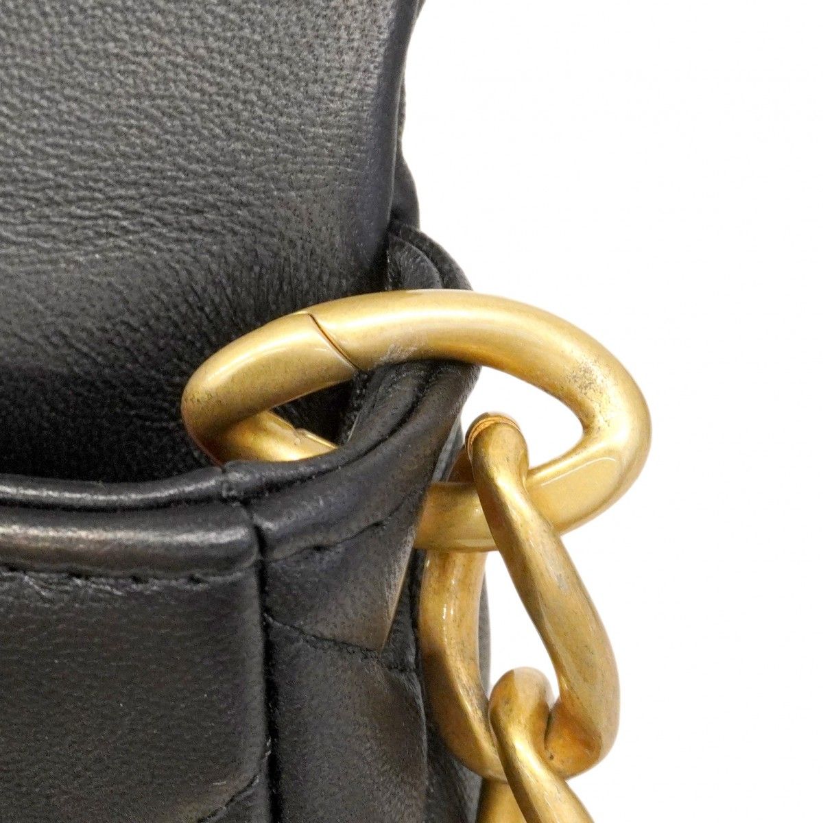 Chanel Shoulder Bag Quilted Leather Black Gold — view 9