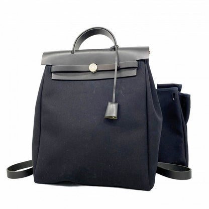 Hermes Backpack Herbag a Dos MM Toile Officier Black Silver