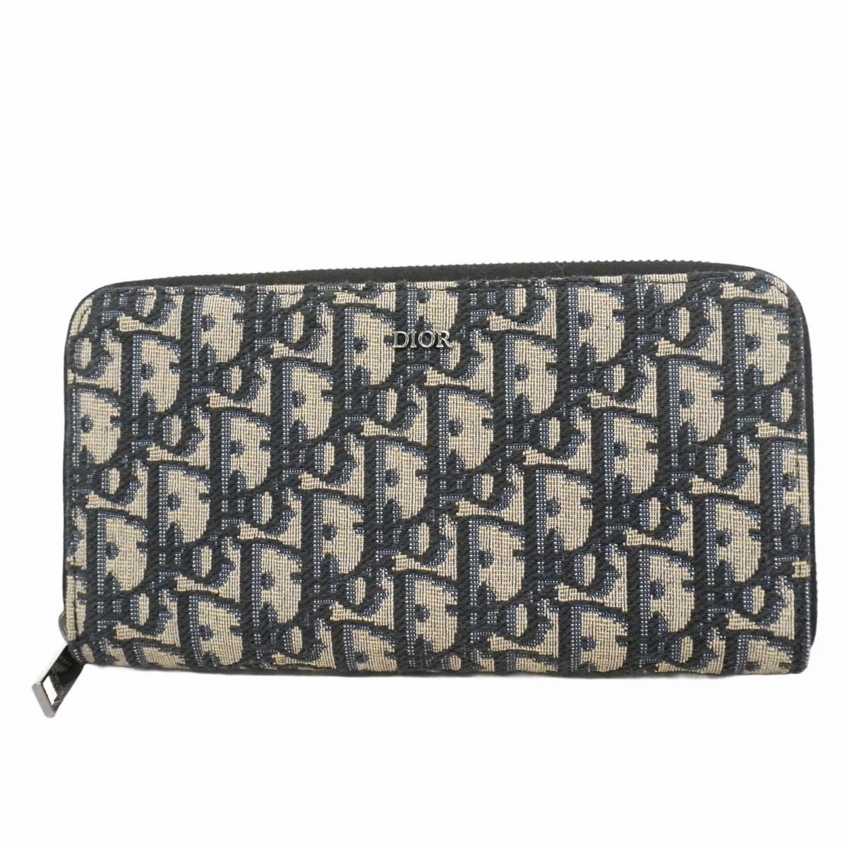 Dior Wallet Oak Canvas Navy Silver