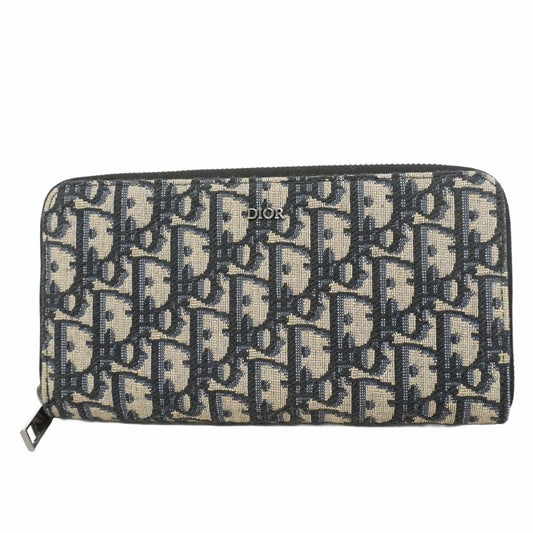 Dior Wallet Oak Canvas Navy Silver