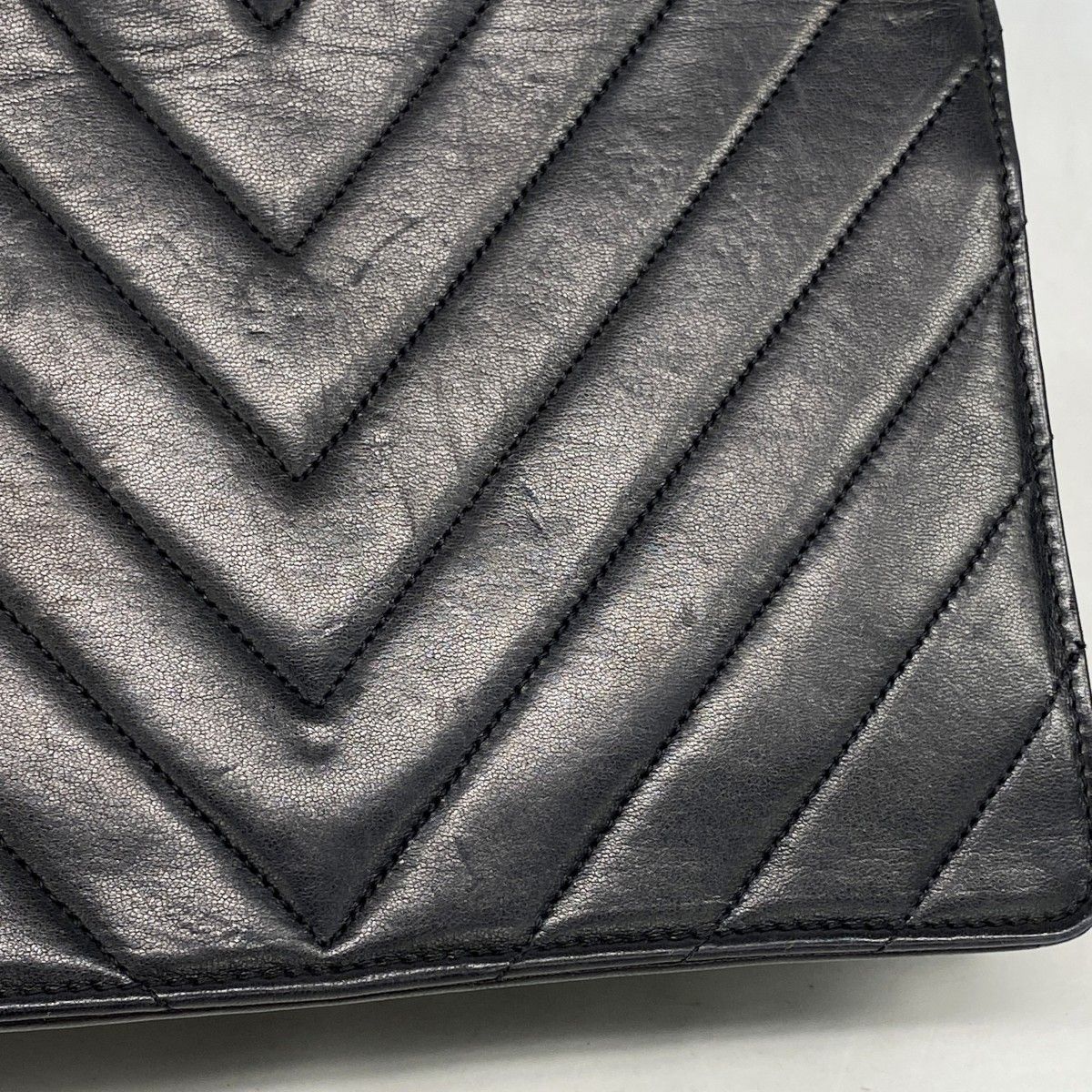 Chanel Shoulder Bag Stitch Lambskin Black Gold — view 8