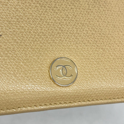 Chanel Wallet Coco Button Leather Beige Gold — view 7
