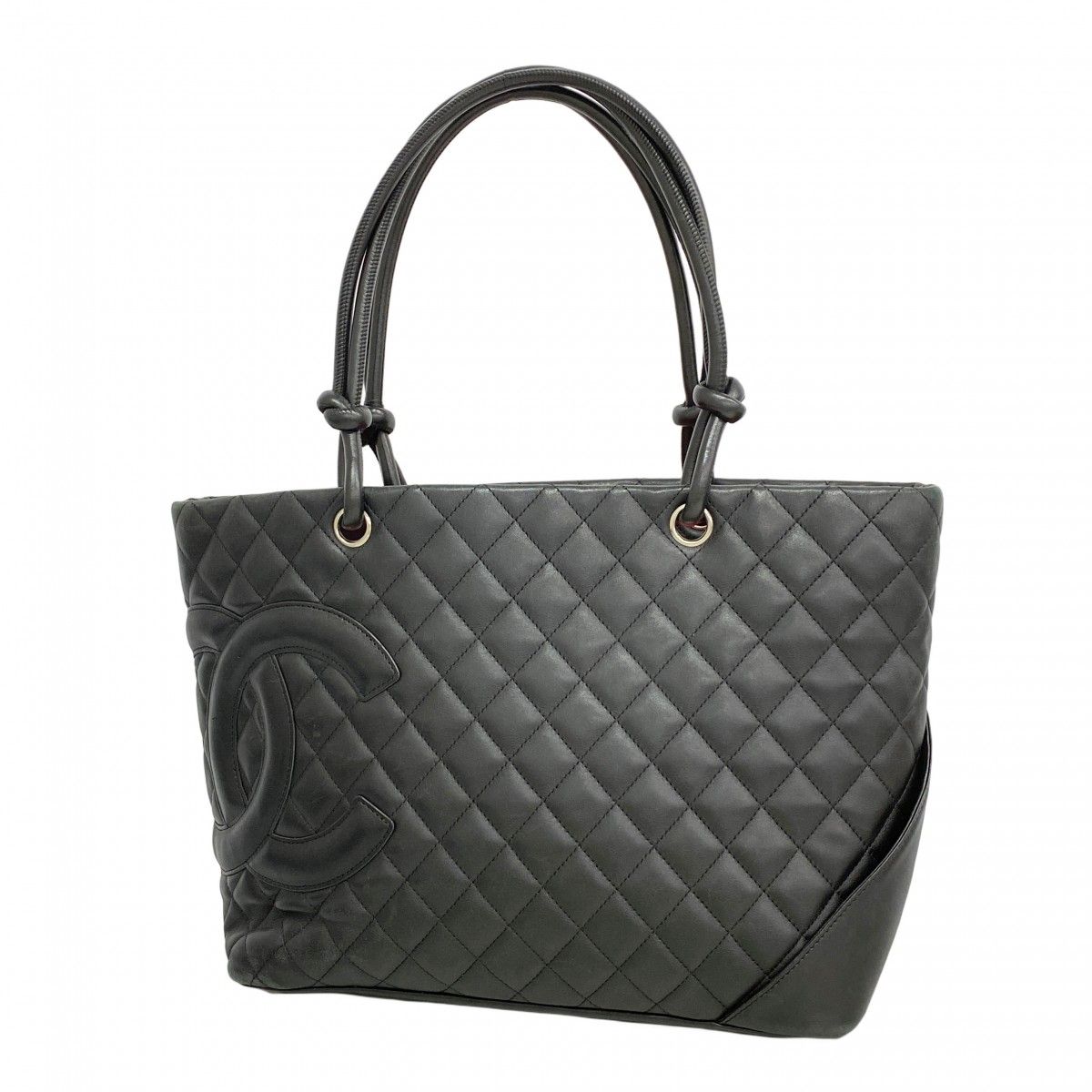 Chanel Tote Cambon Lambskin Black Silver