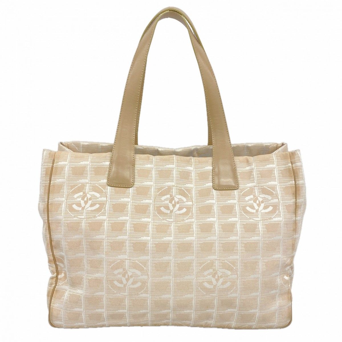 Chanel Tote New Travel Nylon Beige Gold