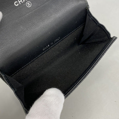 Chanel Card Case Caviar Leather Black Silver — view 3