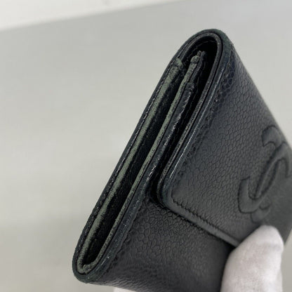 Chanel Card Case Caviar Leather Black Silver — view 5