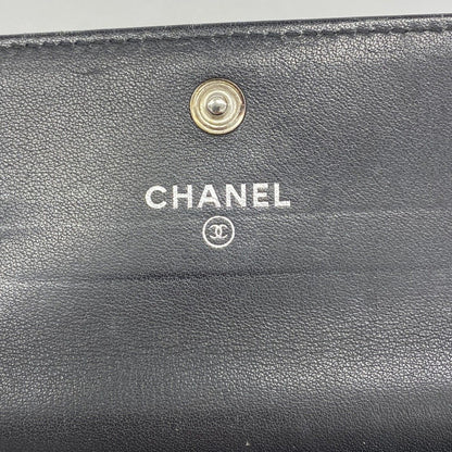 Chanel Card Case Caviar Leather Black Silver — view 4