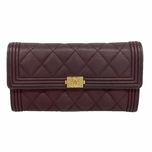 Chanel Wallet Bordeaux Caviar Leather Gold