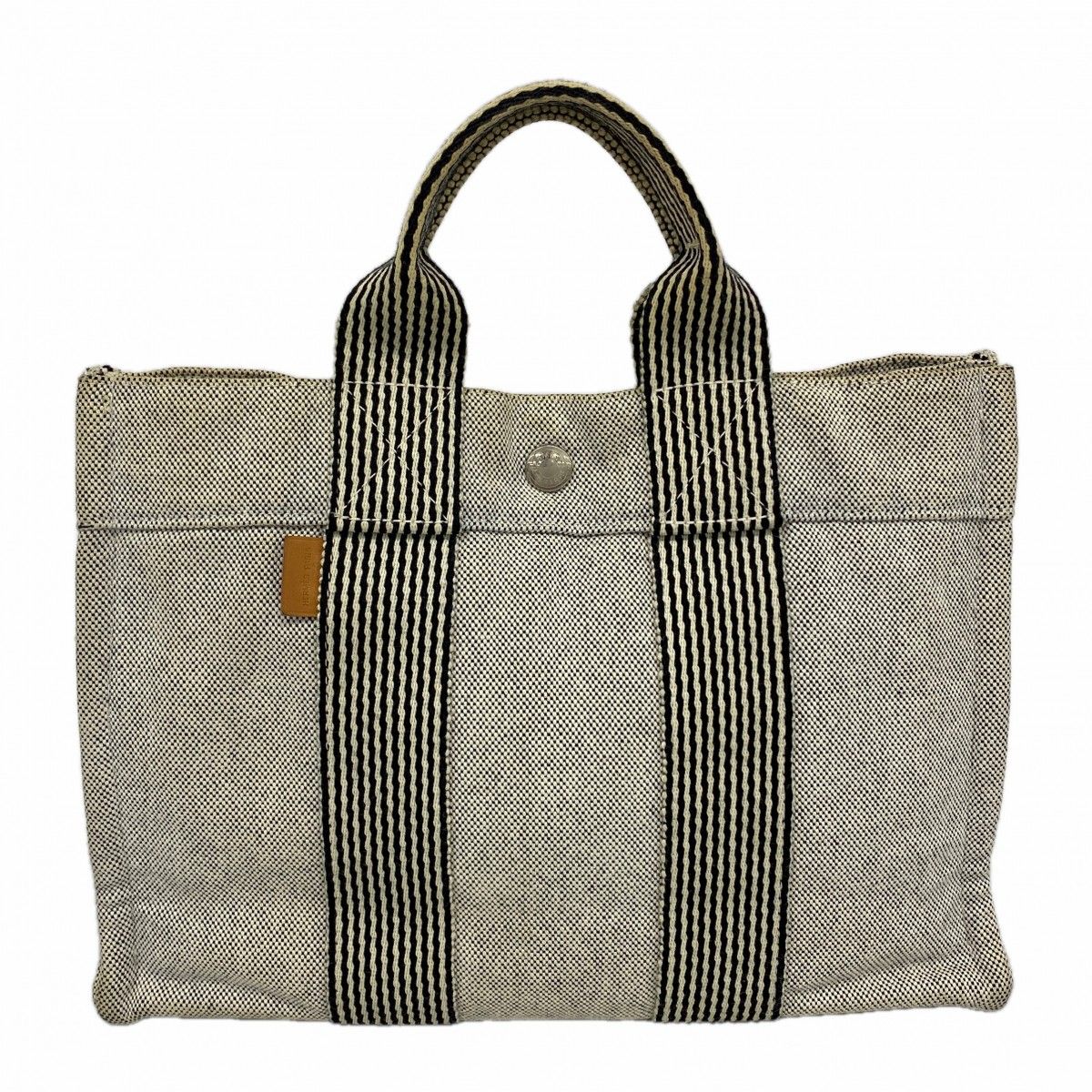 Hermes Tote Fourre Tout PM Canvas Gray Silver
