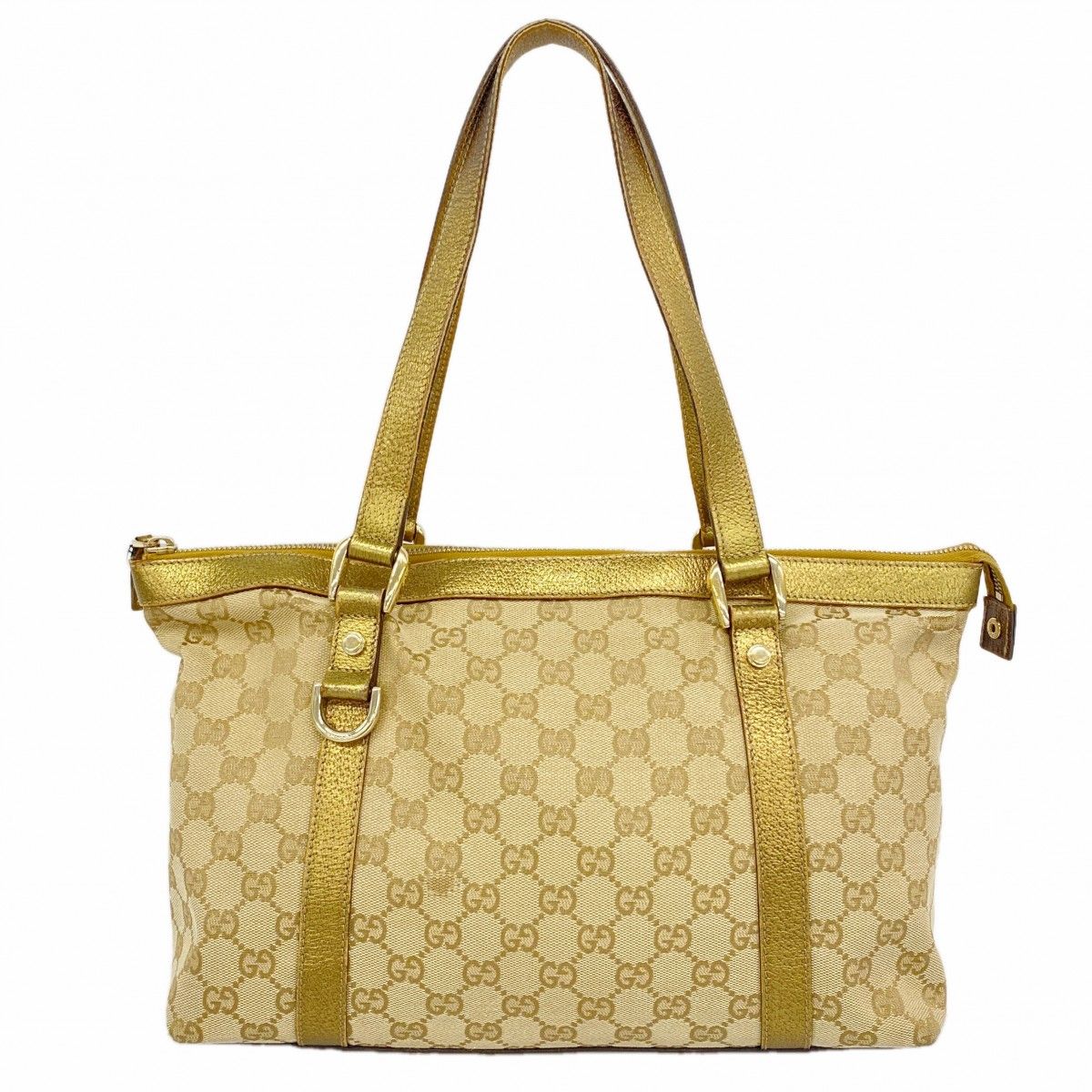 Gucci Handbag GG Canvas Beige Gold Champagne