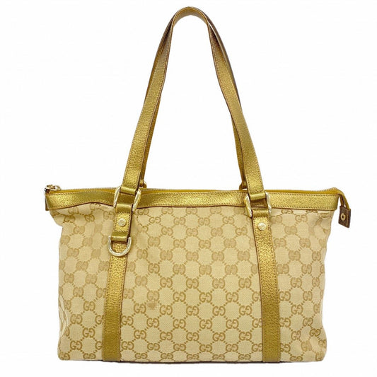 Gucci Handbag GG Canvas Beige Gold Champagne