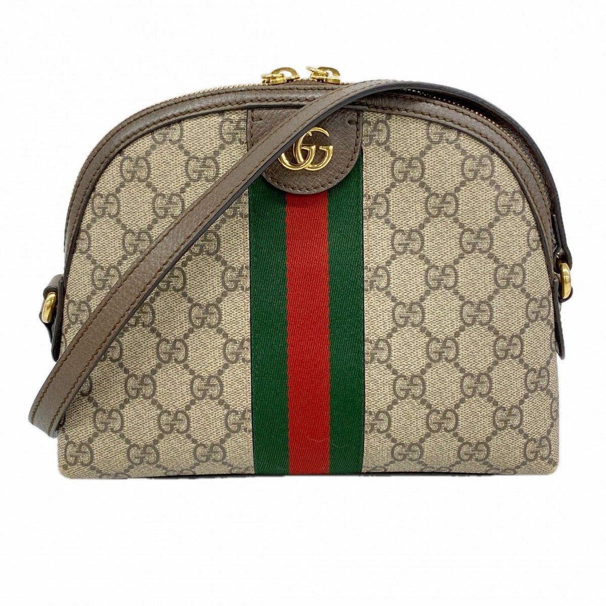 Gucci Shoulder Bag Ophidia Leather Brown Gold