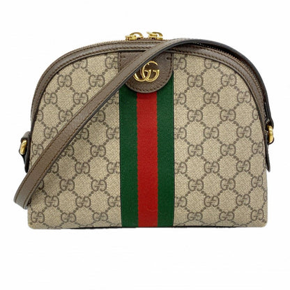 Gucci Shoulder Bag Ophidia Leather Brown Gold