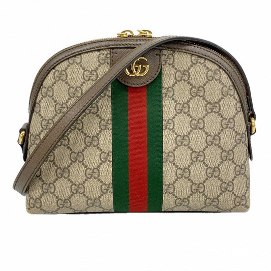 Gucci Shoulder Bag Ophidia Leather Brown Gold