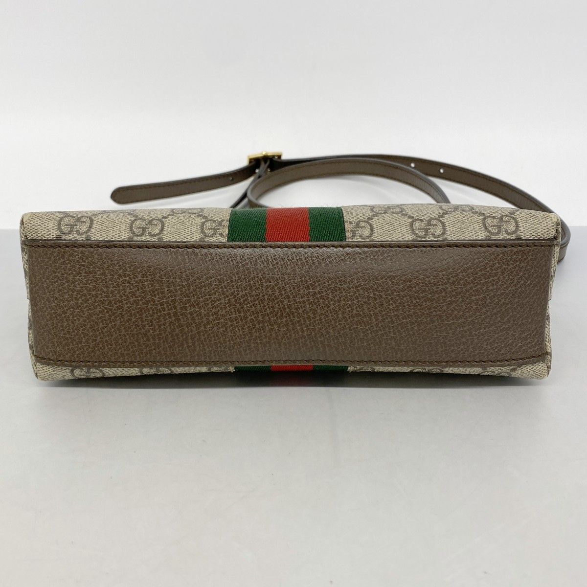 Gucci Shoulder Bag Ophidia Leather Brown Gold — view 3