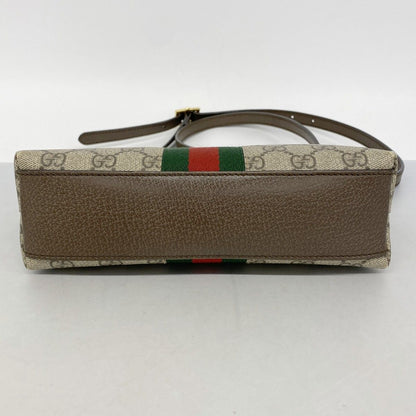 Gucci Shoulder Bag Ophidia Leather Brown Gold — view 3