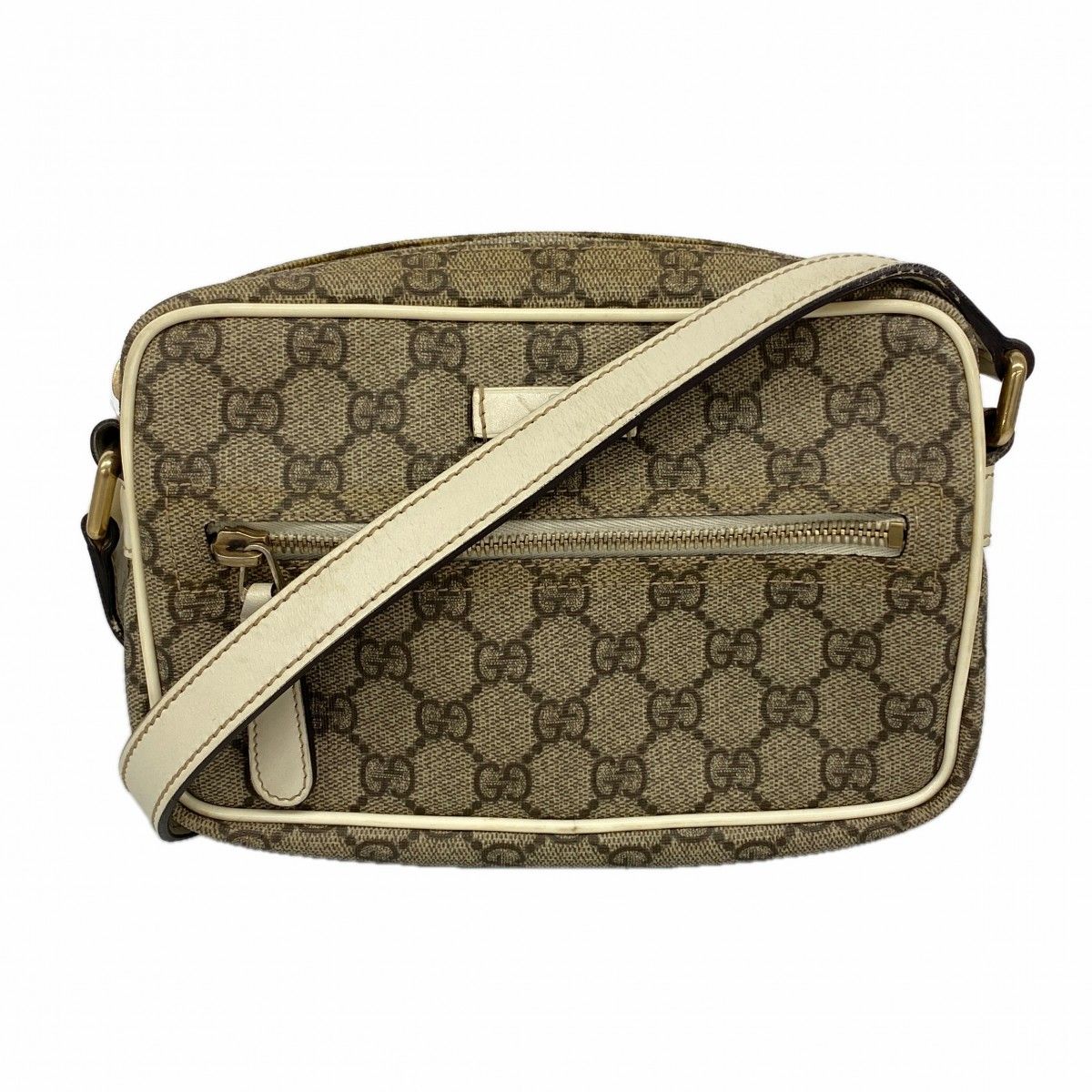 Gucci Shoulder Bag GG Supreme Beige Brown White Chien Pants Gold