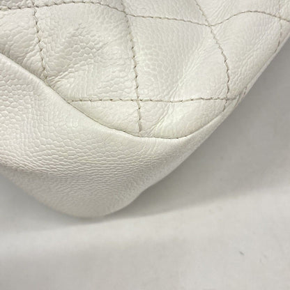 Chanel Shoulder Bag Quilted Caviar Leather White Gold — view 6