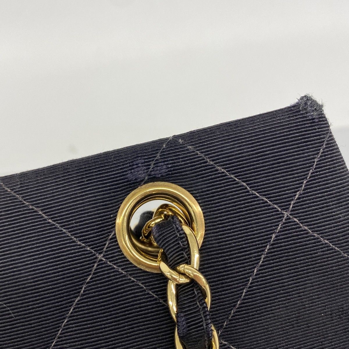 Chanel Shoulder Bag Quilted Canvas Black Gold — view 9