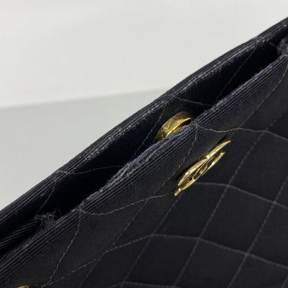 Chanel Shoulder Bag Quilted Canvas Black Gold — view 8