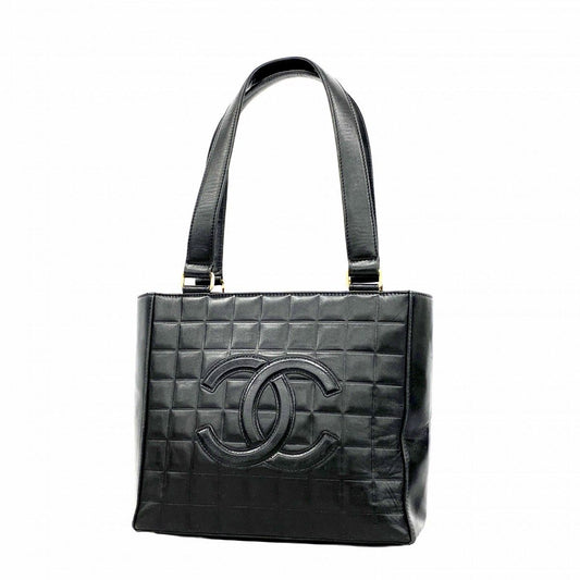Chanel Handbag Choco Bar Lambskin Black Gold