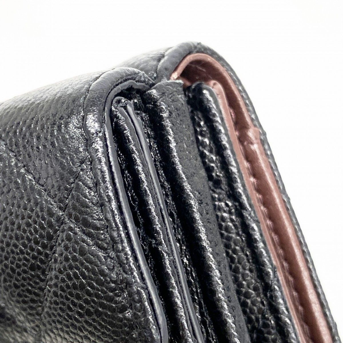 Chanel Trifold Wallet Quilted Caviar Leather Black Gold — view 6