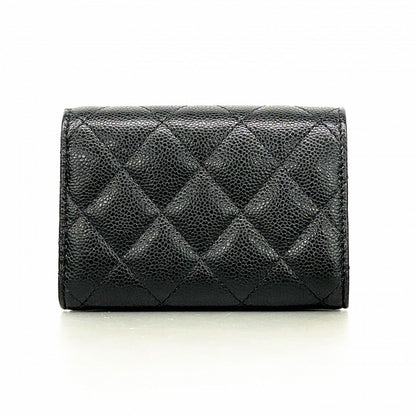 Chanel Trifold Wallet Quilted Caviar Leather Black Gold — view 8