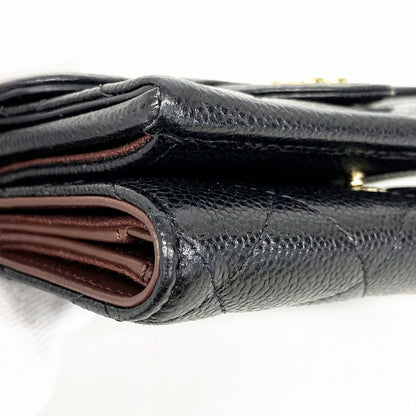 Chanel Trifold Wallet Quilted Caviar Leather Black Gold — view 7