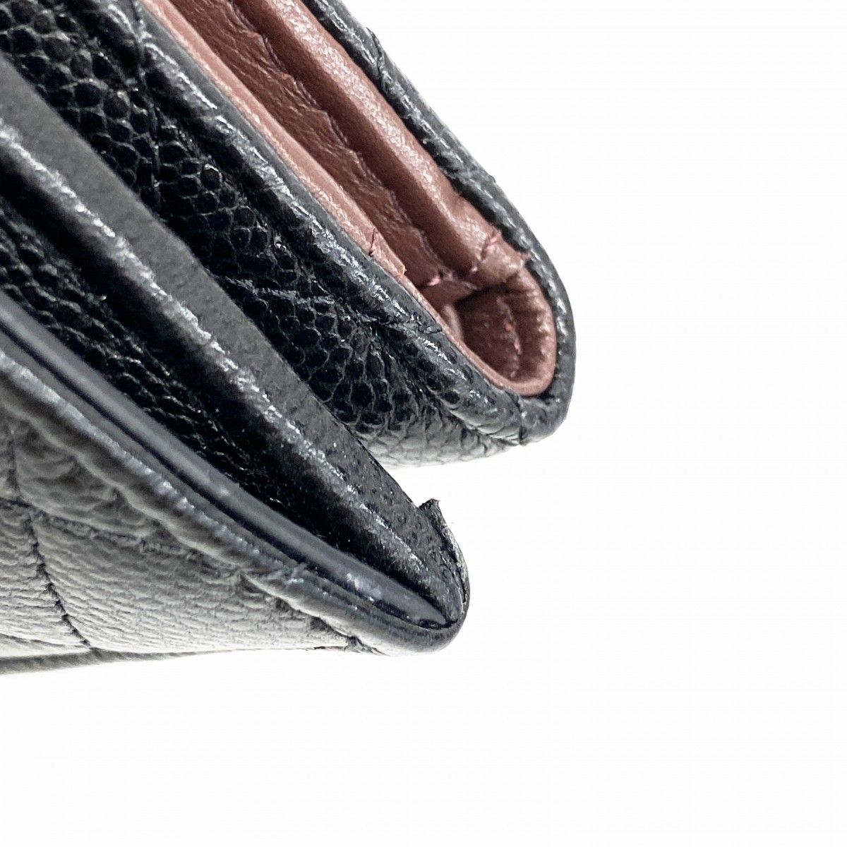 Chanel Trifold Wallet Quilted Caviar Leather Black Gold — view 5