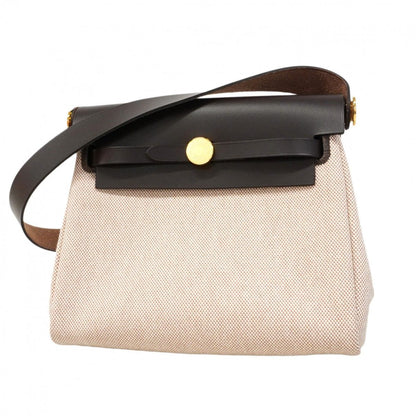 Hermes Shoulder Bag Herbag Zip Mini Toile Ash Dark Brown Gold