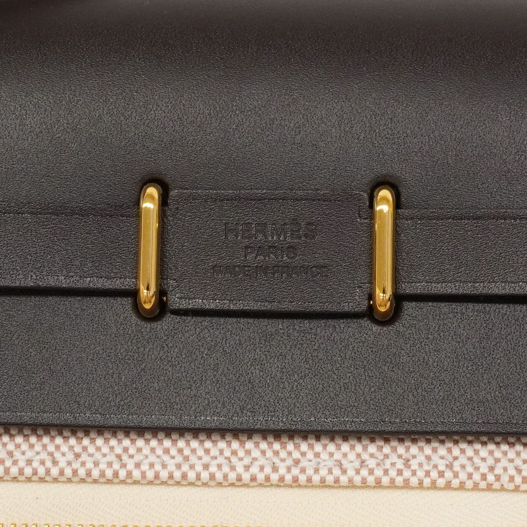 Hermes Shoulder Bag Herbag Zip Mini Toile Ash Dark Brown Gold — view 5