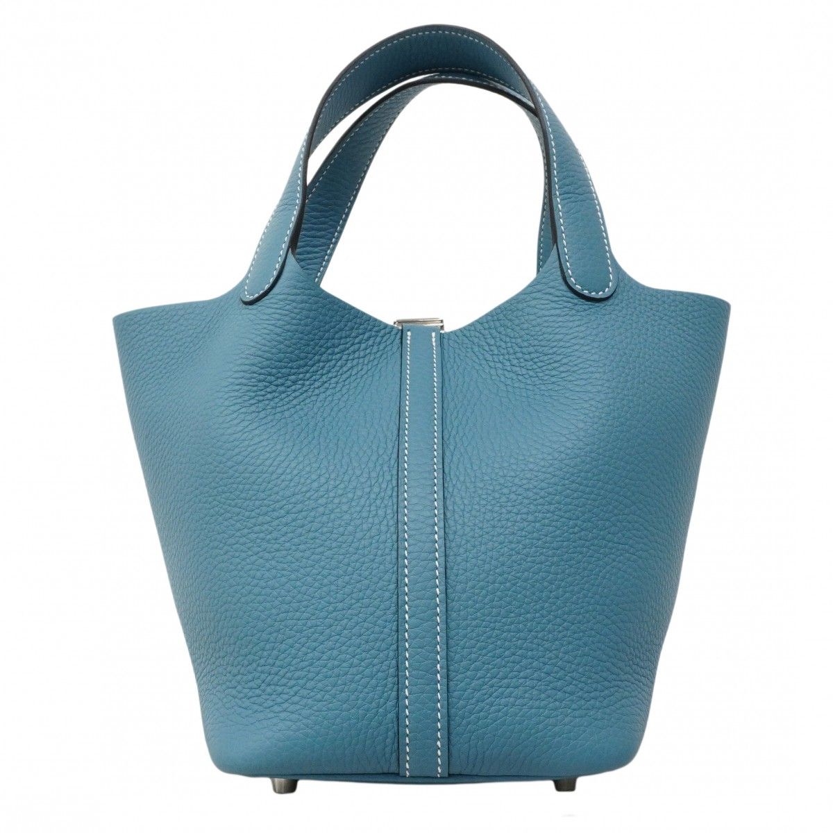 Hermes Handbag Picotin Lock PM Taurillon Clemence New Blue Jean Silver — view 6