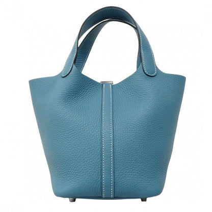 Hermes Handbag Picotin Lock PM Taurillon Clemence New Blue Jean Silver — view 6