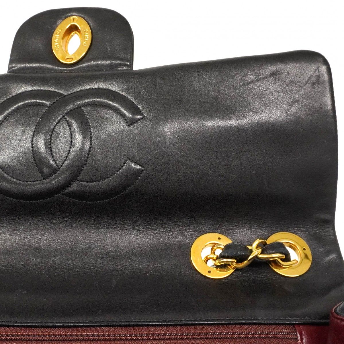 Chanel Shoulder Bag Big Quilted Lambskin Black Gold — view 8