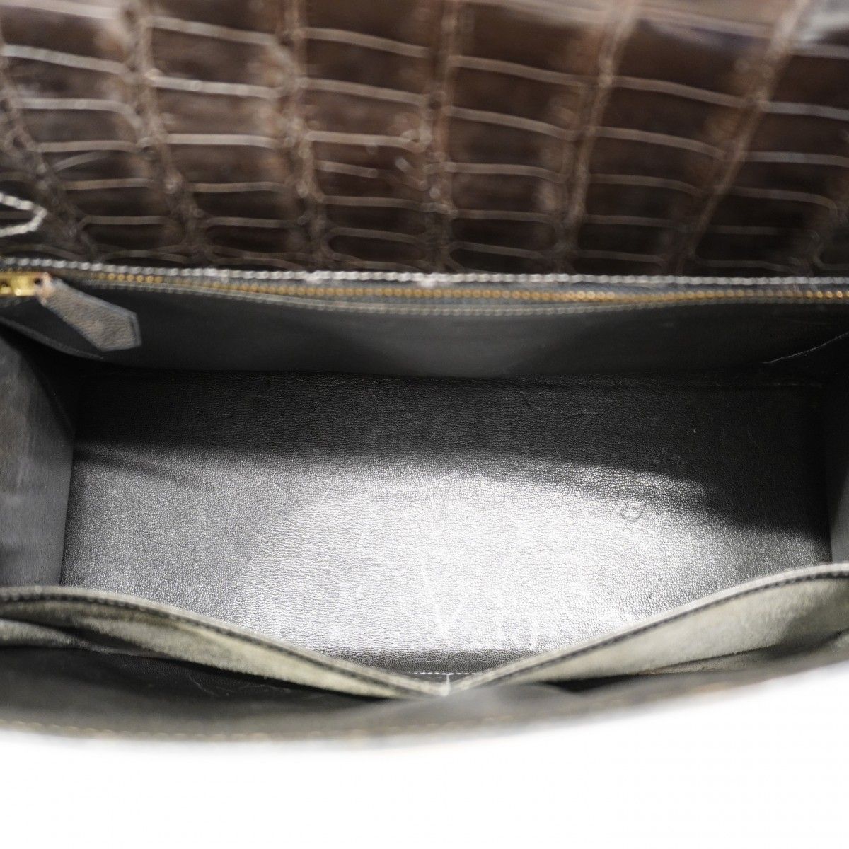 Hermes Handbag Kelly 32 Porosus Gray Gold — view 4