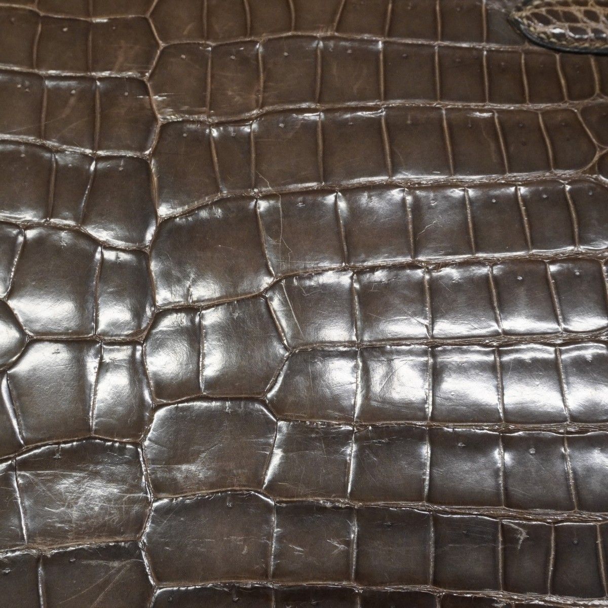 Hermes Handbag Kelly 32 Porosus Gray Gold — view 8