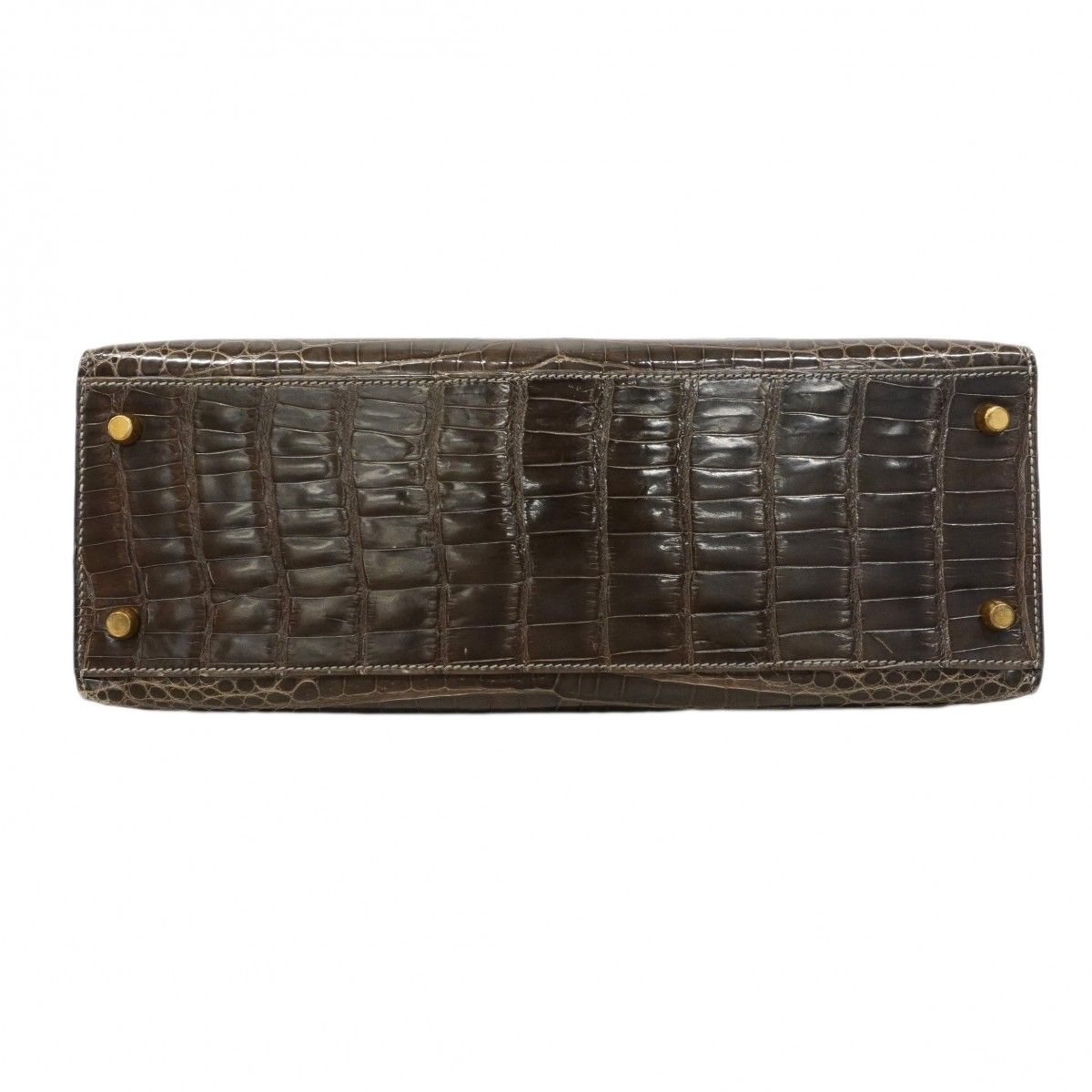 Hermes Handbag Kelly 32 Porosus Gray Gold — view 3