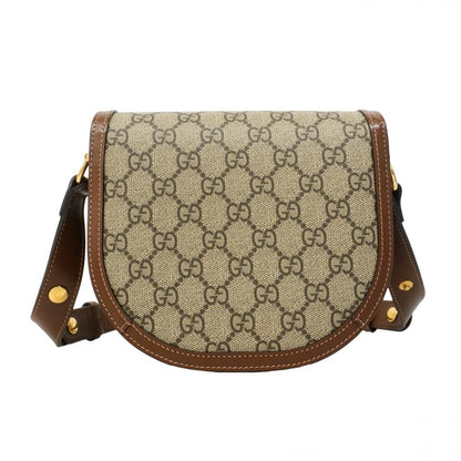 Gucci Shoulder Bag GG Supreme Horsebit Beige Brown Gold — view 8