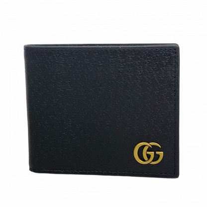 Gucci Wallet GG Marmont Leather Black Gold