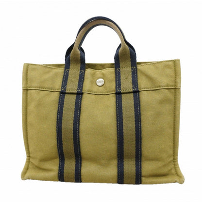 Hermes Tote Fourre Tout PM Canvas Khaki Silver