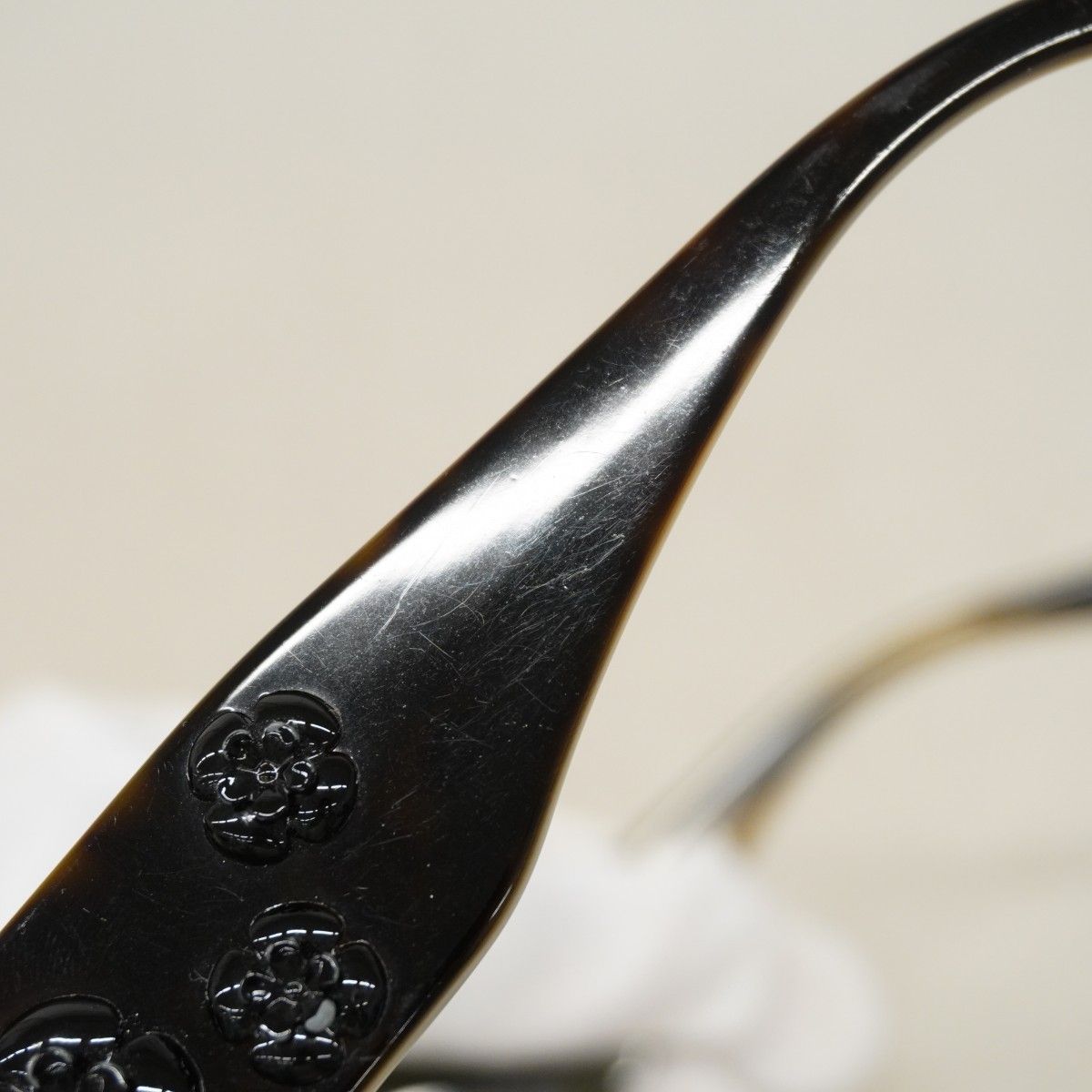 Chanel Sunglasses Camellia Acetate Black Khaki Silver Eyewear — view 7
