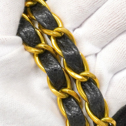 Chanel Chain Tote Quilted Jumbo CC Logo Caviar Leather Black Gold — view 9