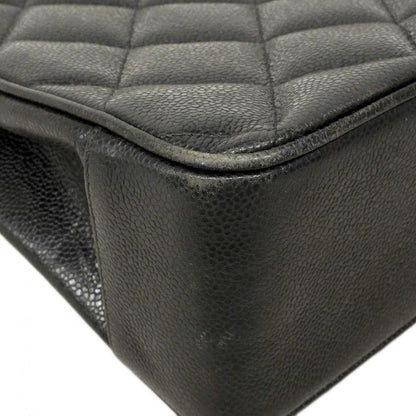 Chanel Chain Tote Quilted Jumbo CC Logo Caviar Leather Black Gold — view 6