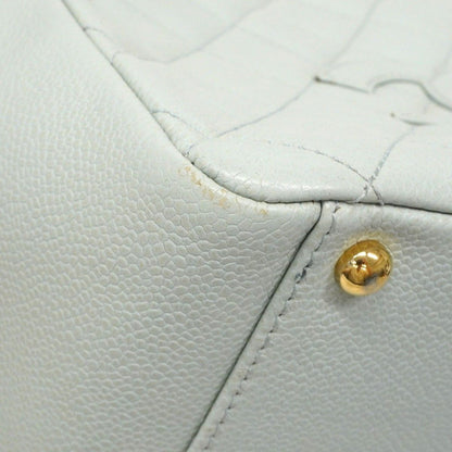 Chanel Chain Tote Quilted Caviar Leather Light Blue Gold — view 8